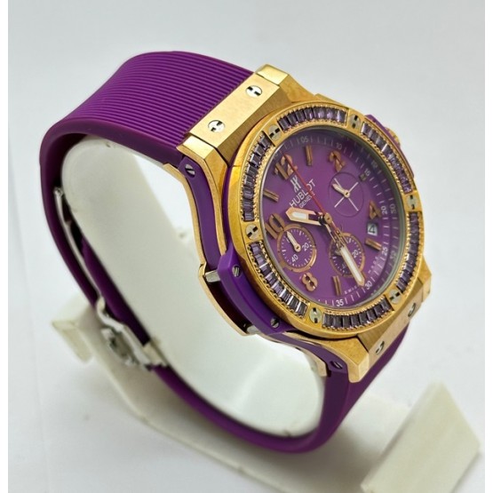 Hublot Big Bang Purple Rubber Strap Ladies Watch