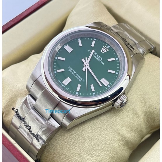 Rolex Oyster Perpetual Green Steel Swiss Automatic Watch