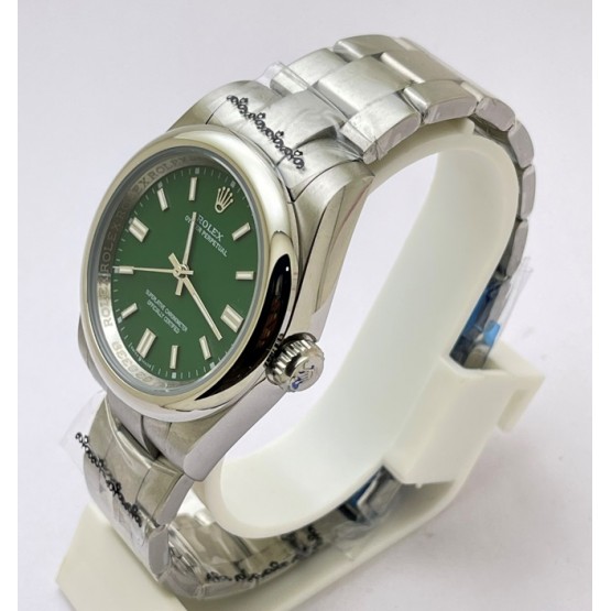 Rolex Oyster Perpetual Green Steel Swiss Automatic Watch