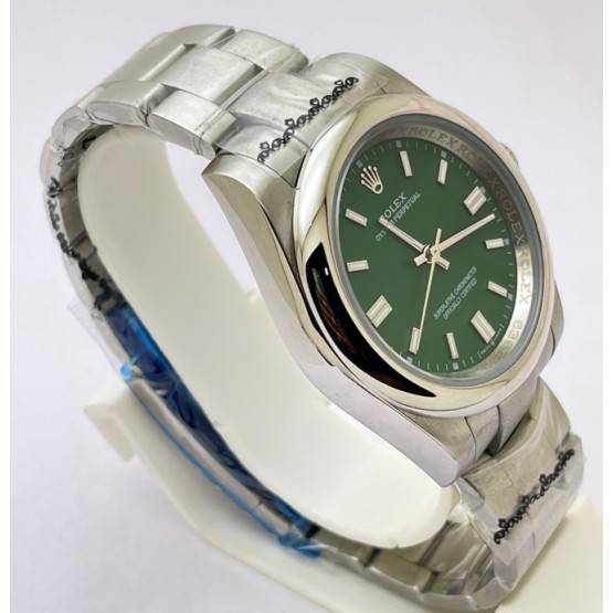 Rolex Oyster Perpetual Green Steel Swiss Automatic Watch