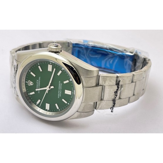 Rolex Oyster Perpetual Green Steel Swiss Automatic Watch