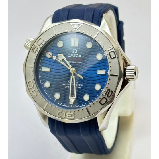 Omega Seamaster Diver Nekton Blue Rubber Strap Swiss Automatic Watch