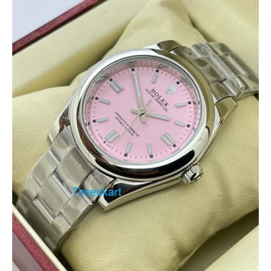 Rolex Oyster Perpetual Pink Steel Swiss Automatic Watch