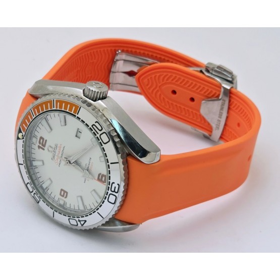 Omega Seamaster Planet Ocean White Orange Rubber Strap Swiss Automatic Watch