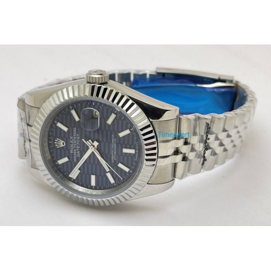 Rolex Date-Just Blue Fluted Motif Swiss Automatic Watch