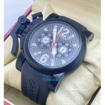 Graham Oversize Black Rubber Strap Watch