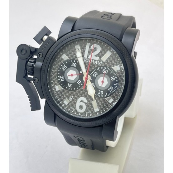 Graham Oversize Black Rubber Strap Watch