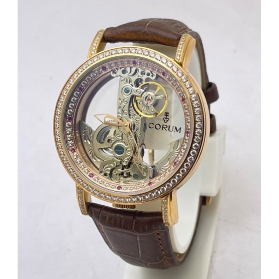 Corum Bubble Golden Bridge Diamond Bezel Round Swiss Automatic Watch