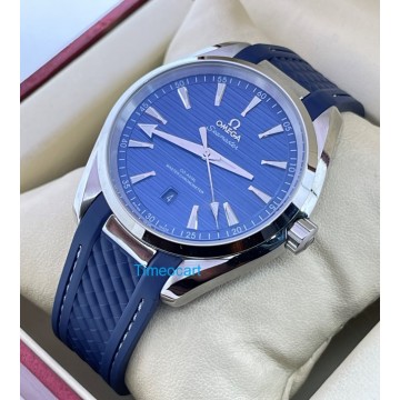 OMEGA SEAMASTER AQUA TERRA BLUE RUBBER STRAP SWISS AUTOMATIC WATCH