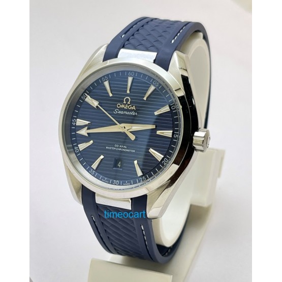 OMEGA SEAMASTER AQUA TERRA BLUE RUBBER STRAP SWISS AUTOMATIC WATCH