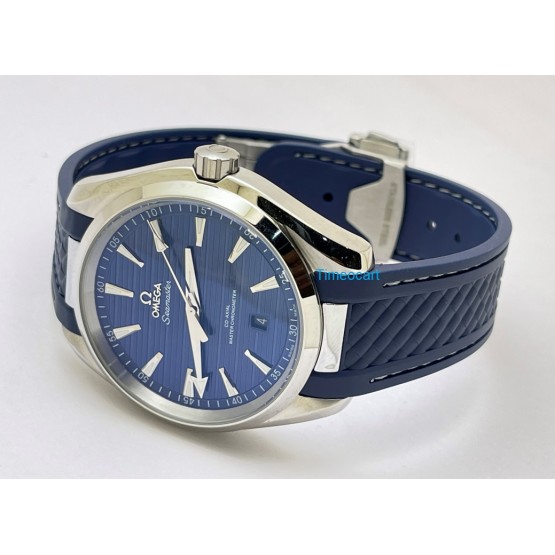 OMEGA SEAMASTER AQUA TERRA BLUE RUBBER STRAP SWISS AUTOMATIC WATCH