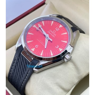 OMEGA SEAMASTER AQUA TERRA RED RUBBER STRAP SWISS AUTOMATIC WATCH