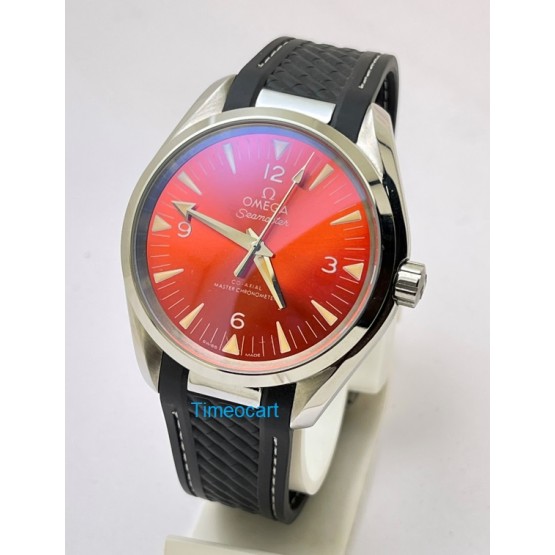 OMEGA SEAMASTER AQUA TERRA RED RUBBER STRAP SWISS AUTOMATIC WATCH