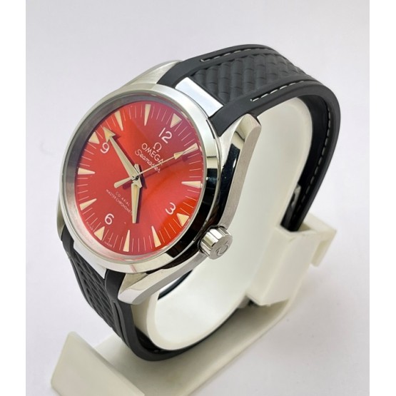 OMEGA SEAMASTER AQUA TERRA RED RUBBER STRAP SWISS AUTOMATIC WATCH