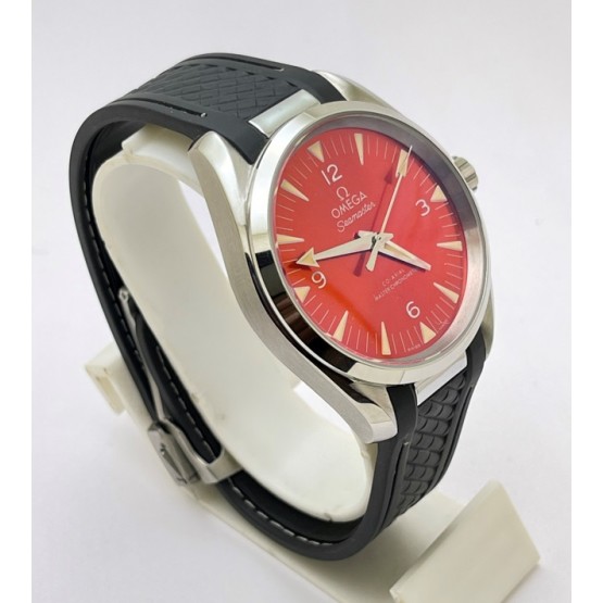 OMEGA SEAMASTER AQUA TERRA RED RUBBER STRAP SWISS AUTOMATIC WATCH