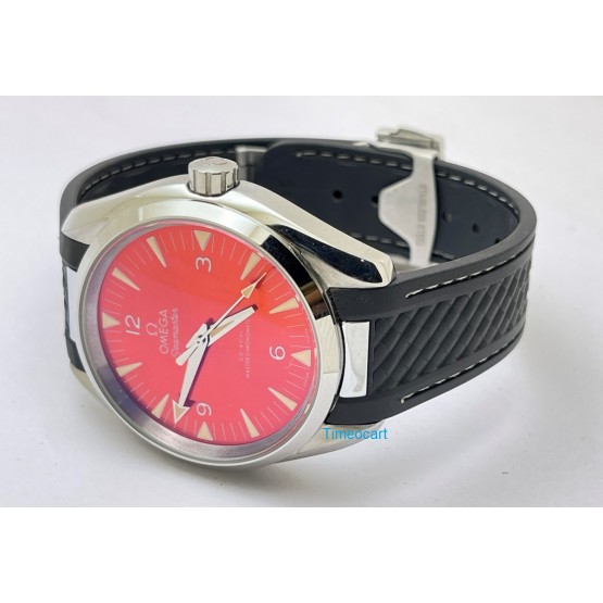 OMEGA SEAMASTER AQUA TERRA RED RUBBER STRAP SWISS AUTOMATIC WATCH