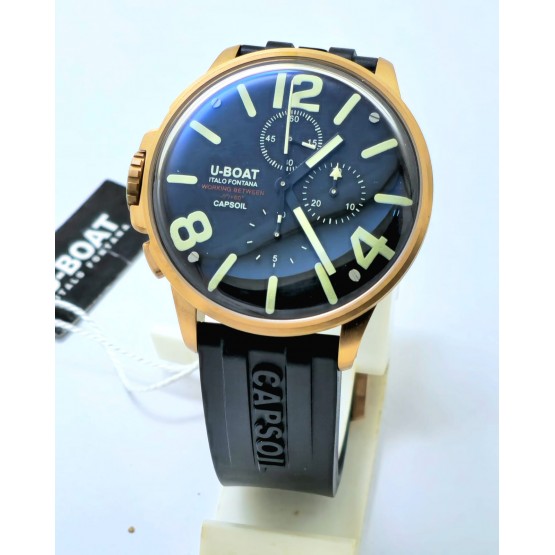 U BOAT Capsoil Titanio Black Rubber Strap Watch