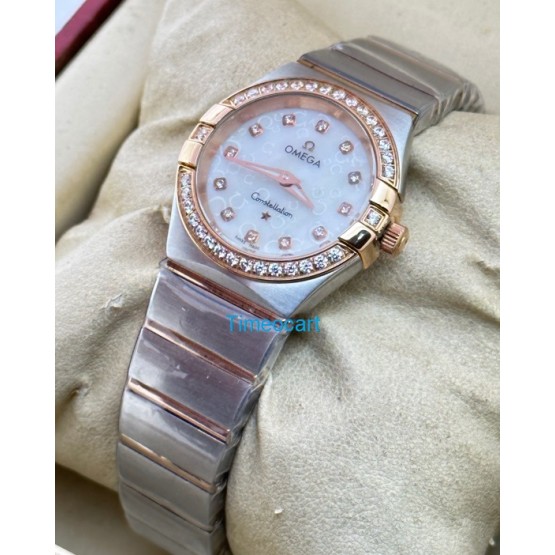 Omega Constellation Diamond Mark Mother Of Pearl Diamond Bezel Ladies Watch