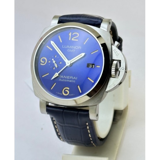 Panerai GMT Blue Leather Strap Swiss Automatic Watch