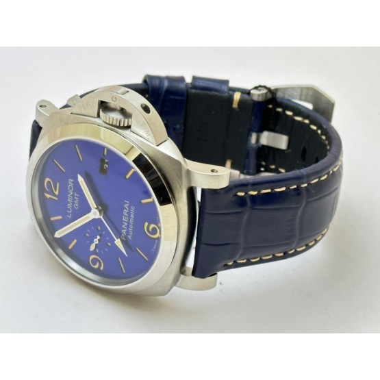 Panerai GMT Blue Leather Strap Swiss Automatic Watch