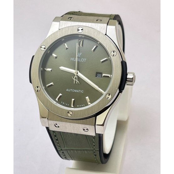 Hublot Vendom Classic Steel Green Leather Strap Swiss Automatic Watch