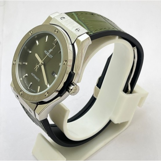 Hublot Vendom Classic Steel Green Leather Strap Swiss Automatic Watch