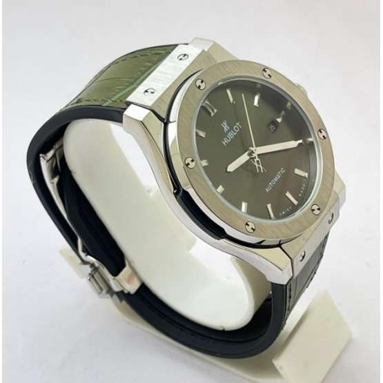 Hublot Vendom Classic Steel Green Leather Strap Swiss Automatic Watch