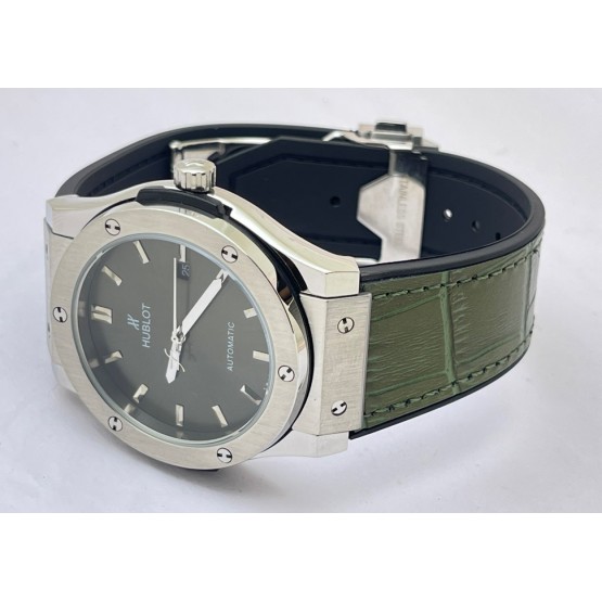 Hublot Vendom Classic Steel Green Leather Strap Swiss Automatic Watch