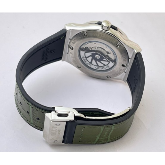 Hublot Vendom Classic Steel Green Leather Strap Swiss Automatic Watch