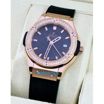 Hublot Classic Fusion Diamond Black Rubber Strap Ladies Watch