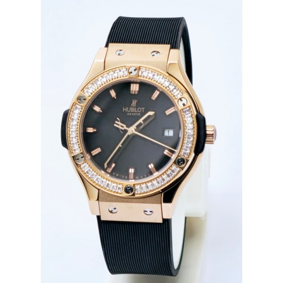 Hublot Classic Fusion Diamond Black Rubber Strap Ladies Watch