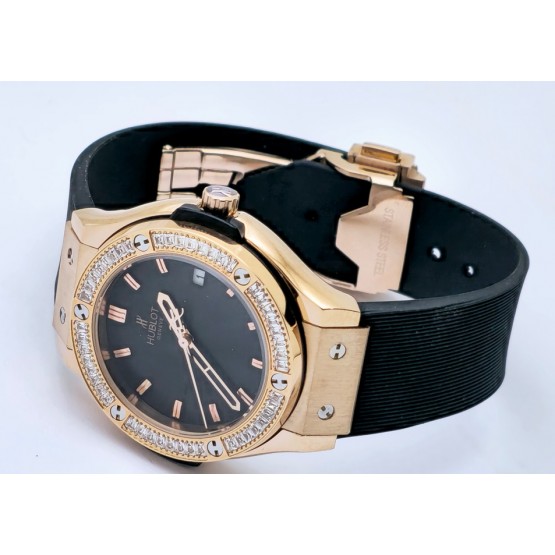 Hublot Classic Fusion Diamond Black Rubber Strap Ladies Watch