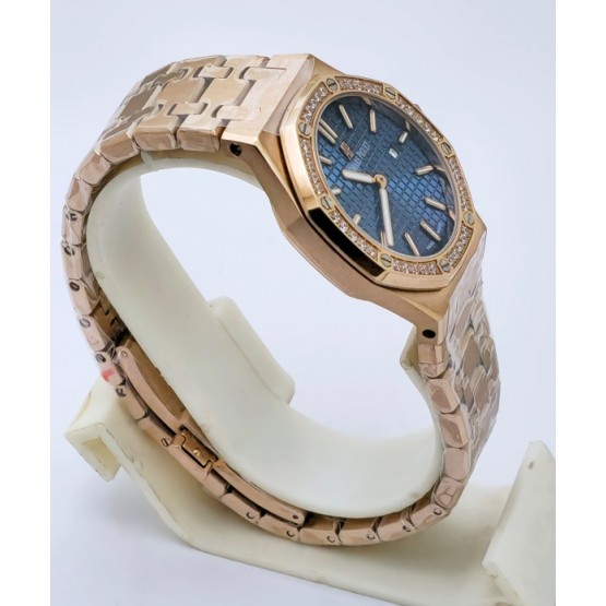 Audemars Piguet Royal Oak Diamond Blue Rose Gold Ladies Watch