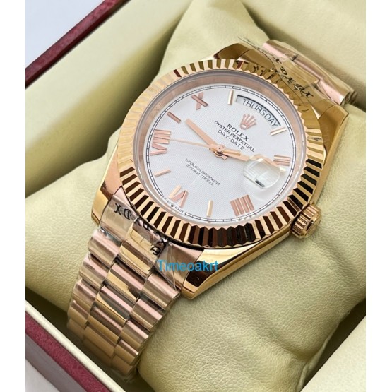 Rolex Day-Date White Rose Gold Swiss Automatic Watch