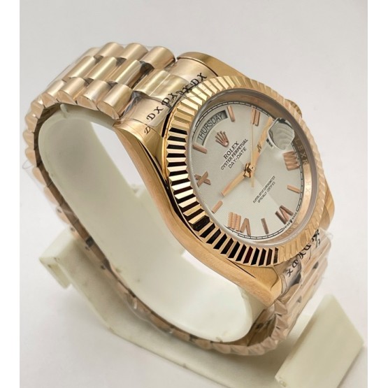 Rolex Day-Date White Rose Gold Swiss Automatic Watch