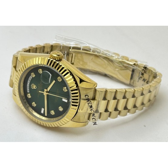 Rolex Day-Date Diamond Mark Green Golden Swiss Automatic Watch