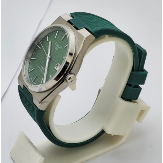 Tissot Prx Powermatic 80 Green Rubber Strap Watch