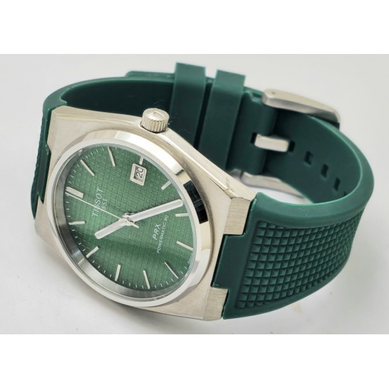 Tissot Prx Powermatic 80 Green Rubber Strap Watch