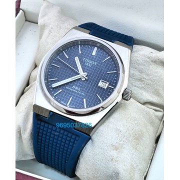 Tissot Prx Powermatic 80 Blue Rubber Strap Watch