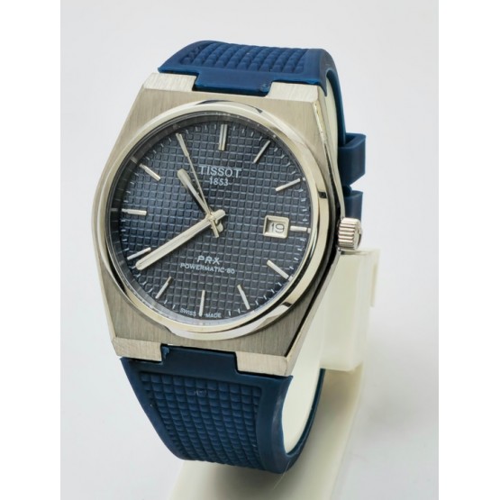 Tissot Prx Powermatic 80 Blue Rubber Strap Watch