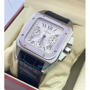 Cartier Santos 100 Swiss ETA Valjoux 7750 Steel  Watch