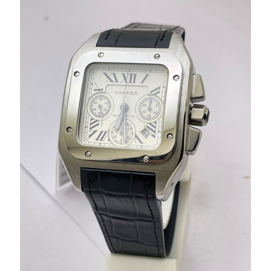 Cartier Santos 100 Swiss ETA Valjoux 7750 Steel  Watch