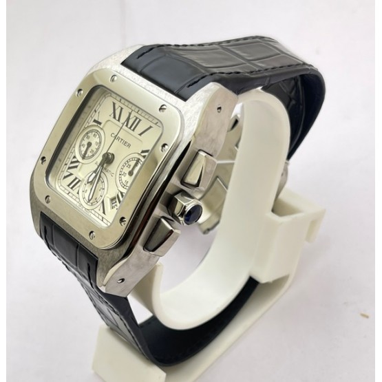 Cartier Santos 100 Swiss ETA Valjoux 7750 Steel  Watch