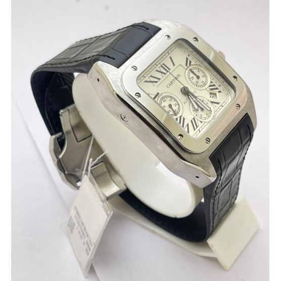 Cartier Santos 100 Swiss ETA Valjoux 7750 Steel  Watch