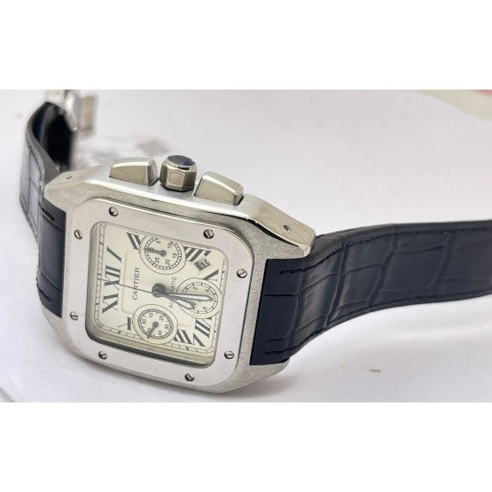 Cartier Santos 100 Swiss ETA Valjoux 7750 Steel  Watch