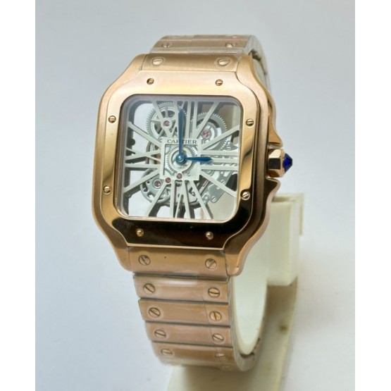 Cartier Santos Horloge Skeleton Rose Gold Watch