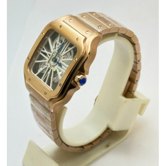 Cartier Santos Horloge Skeleton Rose Gold Watch