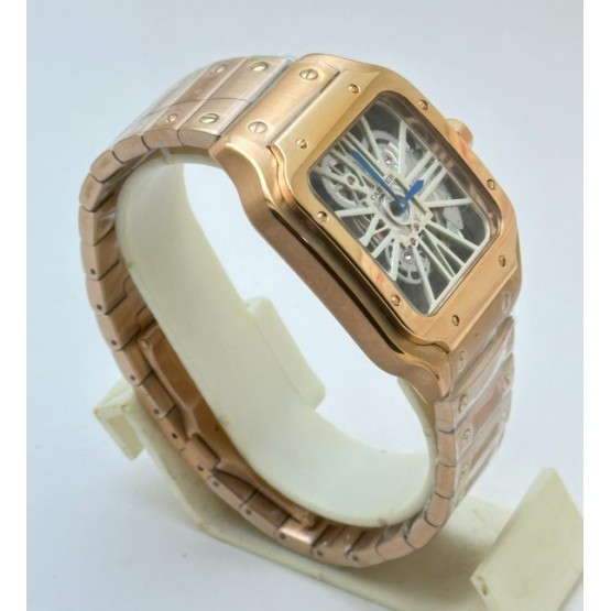 Cartier Santos Horloge Skeleton Rose Gold Watch