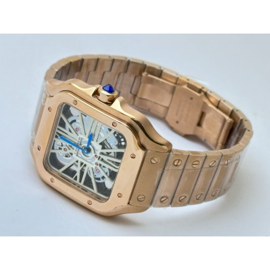 Cartier Santos Horloge Skeleton Rose Gold Watch