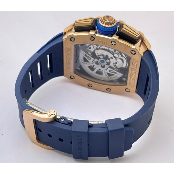 Richard Mille RM11 Rose Gold Blue Rubber Strap Swiss Automatic Watch